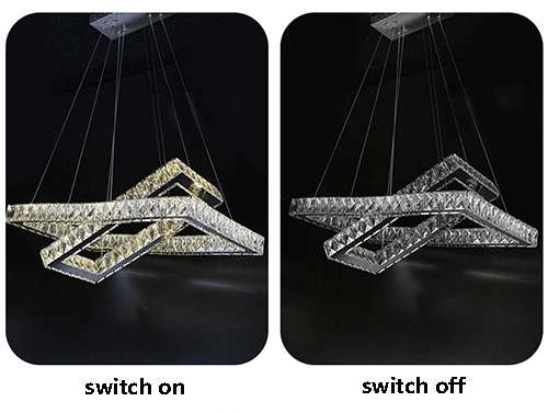 Modern LED Crystal Lighting Pendant Lamp Hanging Light Square Shape Decorative