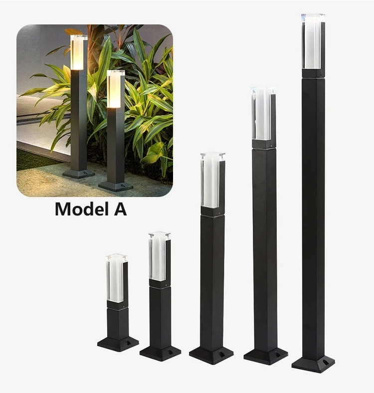 5W LED Square Aluminum IP65 Oudoor Landscape Acrylic Post Bollard Garden Spike Lawn Lamp