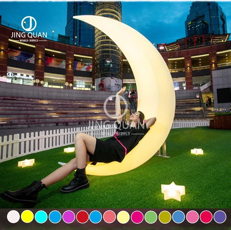Commercial Outdoor Furniture Moon LED Illuminated Hanging Swing Decoration Motif Light Home Garden Park Mall Landscaping