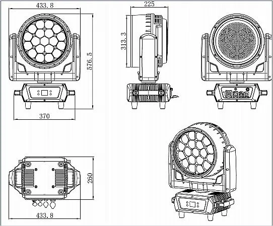 Waterproof 19*40 W Beeeye IP65 Zoom Wash Moving Head Light