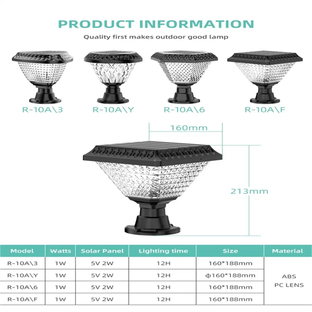 Waterproof Outdoor Solar Powered LED Garden Yard Bollard Pillar Light Post Lamp Solar LED Stigma Lamp