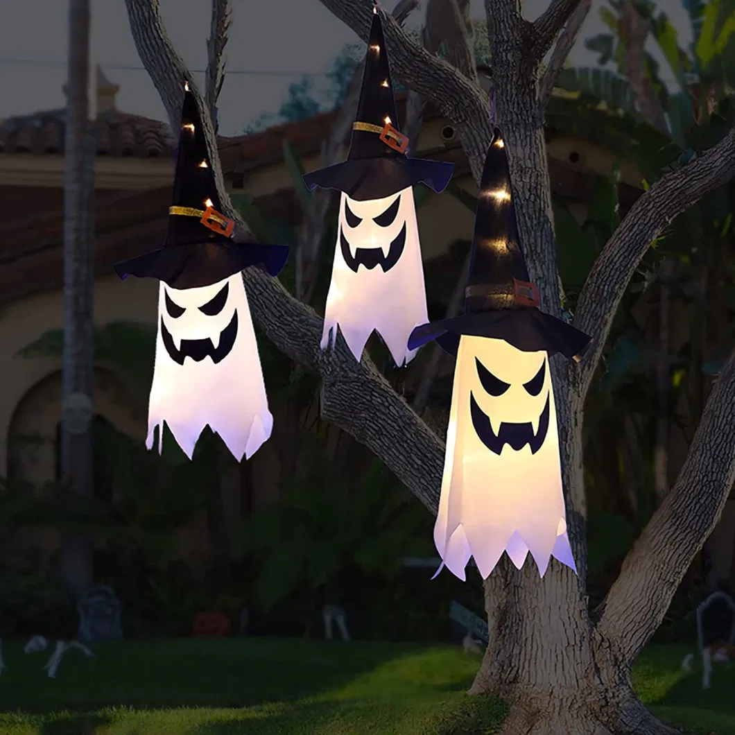 Halloween Decoration Glowing Witch Hat Outside Garden Hanging Lights String