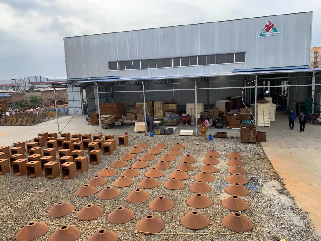 Garden Outdoor Raised Corten Steel Square Hollow Bollard Light