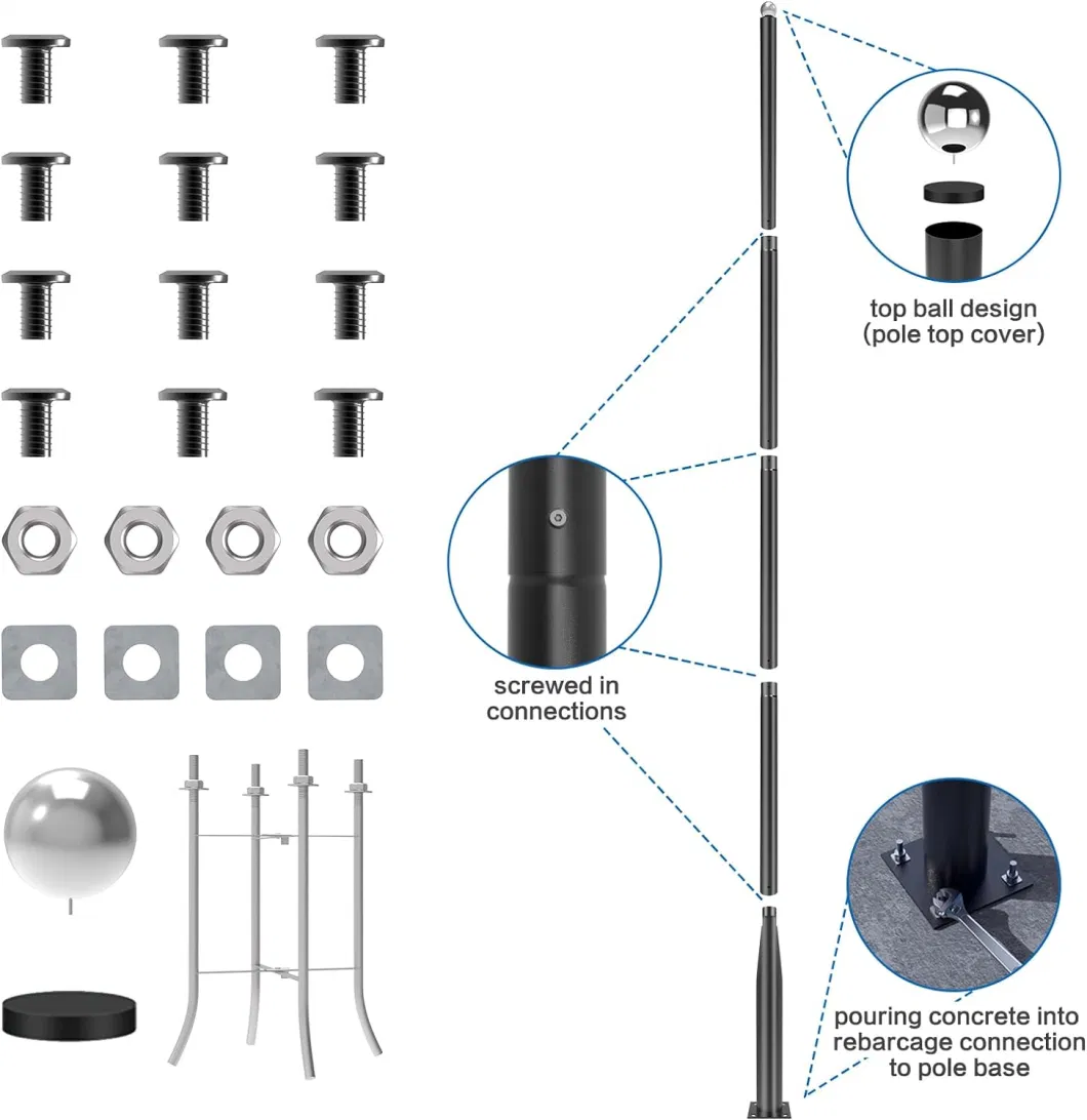 3-6m Q235 Steel Galvanized Light Pole Post for Street Garden Square