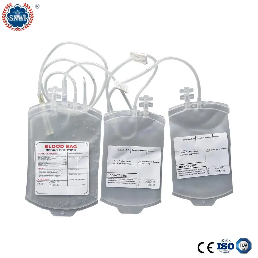 CE GMP Approved Medical Disposable Single Double Triple Quadruple Blood Transfusion Bag