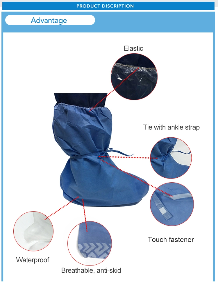 Medical Isolation Anti Slip Disposable Non Woven PE PP Shoe Cover Wholesale Long Boot Cover