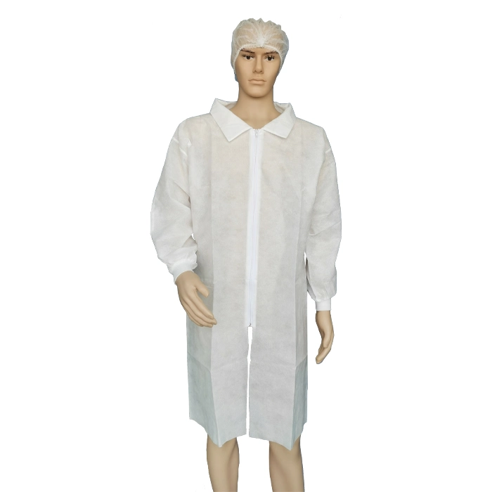 Breathable Non-Sterile Snap Button Blue SMS Isolation Gown GB18401-2010 Class B Disposable Medical Nonwoven Lab Coat