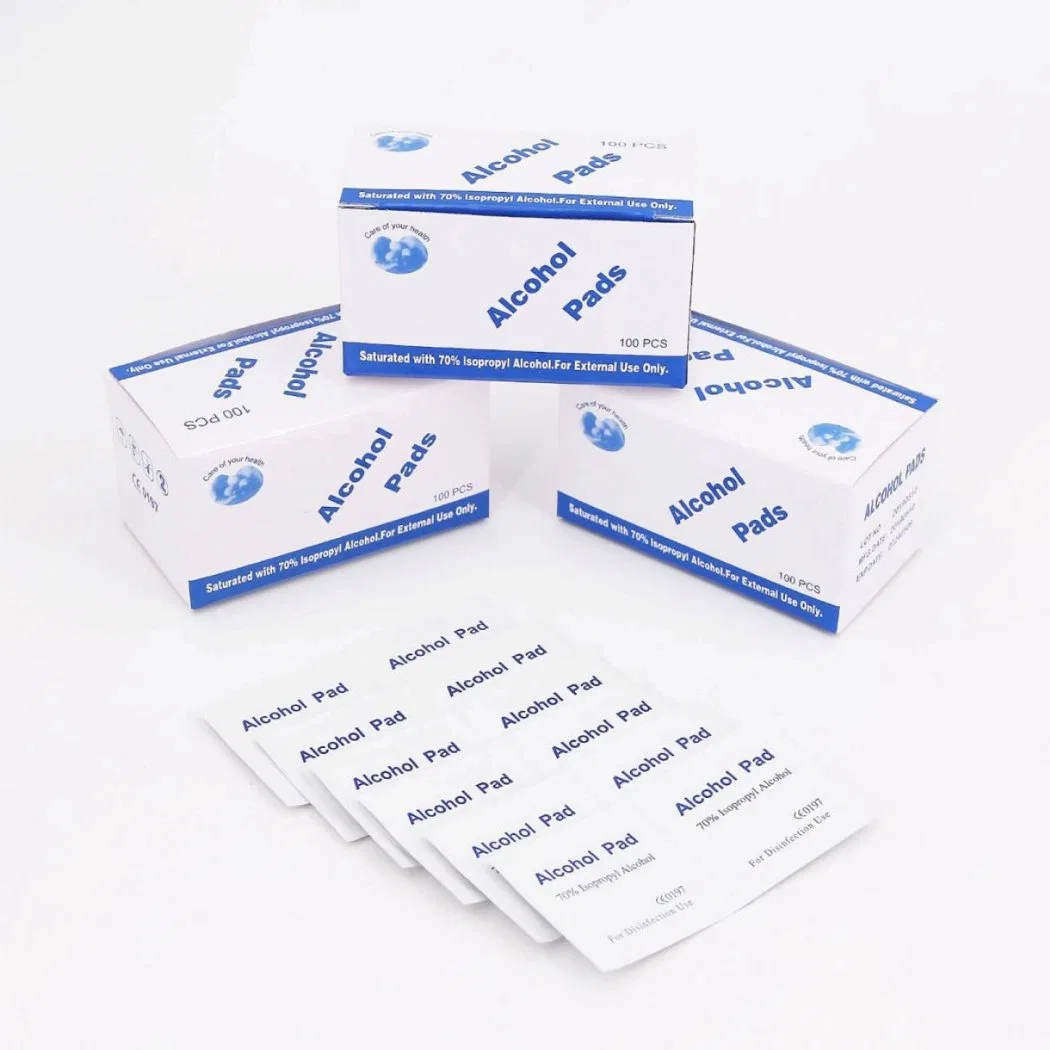 Medical Disposable 100 200 Pack Nonwoven 70% Isopropyl 75% Ethyl 2ply Alcohol Swab with CE/ISO/FDA