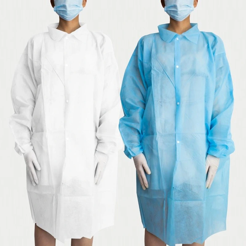 Wholesale Disposable PP Non-Woven Visit Gown Lab Coat with Two Pockets