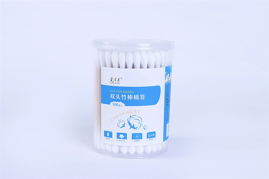 Basic Customization 100PCS Bamboo Stick Double Round Head Cotton Bud for Make up