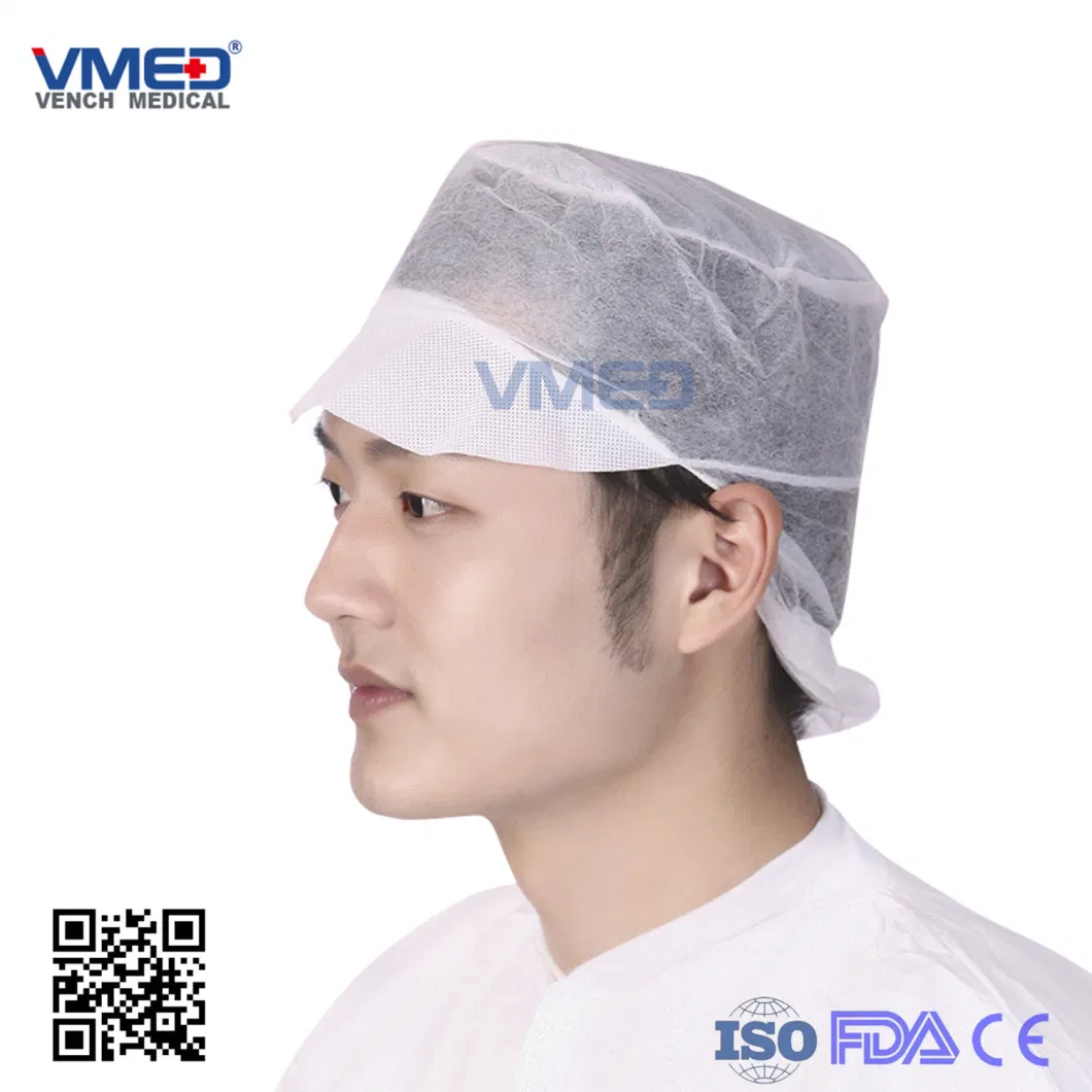 Nonwoven Surgical Cap with Easy Tie/ Elastic Band/ Doctor/Medical/ Bouffant/ Clip/ Mob Cap