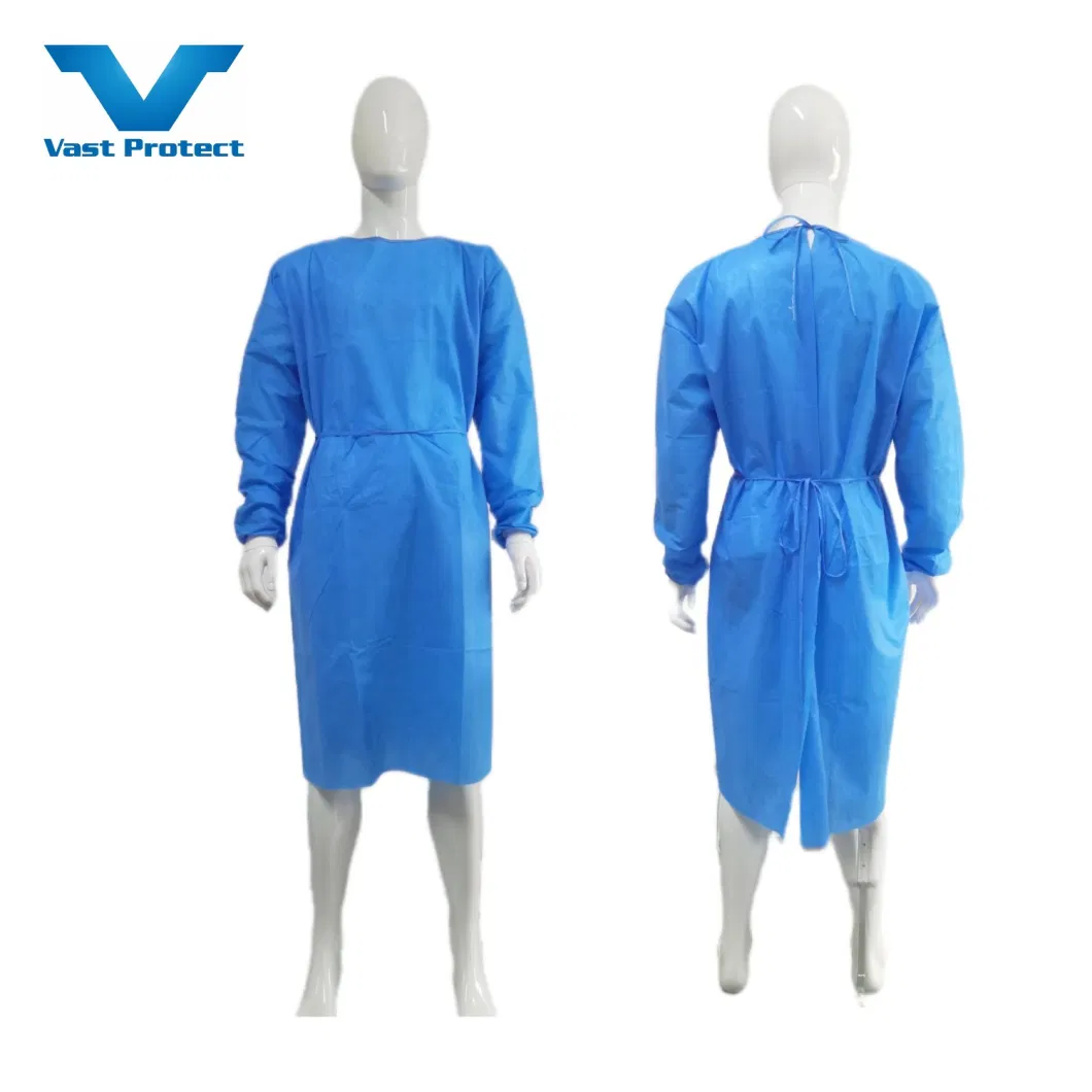 Factory Level 1/2/3/4 Dental Hospital Operation Patient Protective Disposable Nonwoven PP PE CPE Isolation Reinforced Sterile SMS Medical Surgical Gown