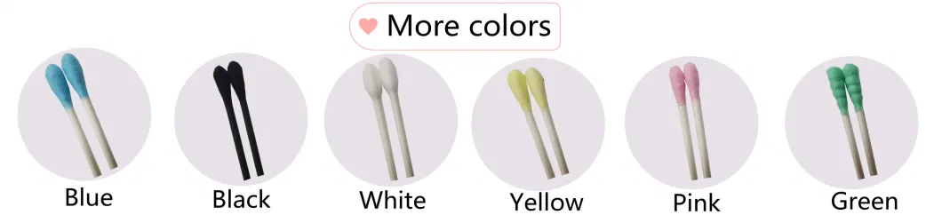 Basic Customization 100PCS Bamboo Stick Double Round Head Cotton Bud for Make up