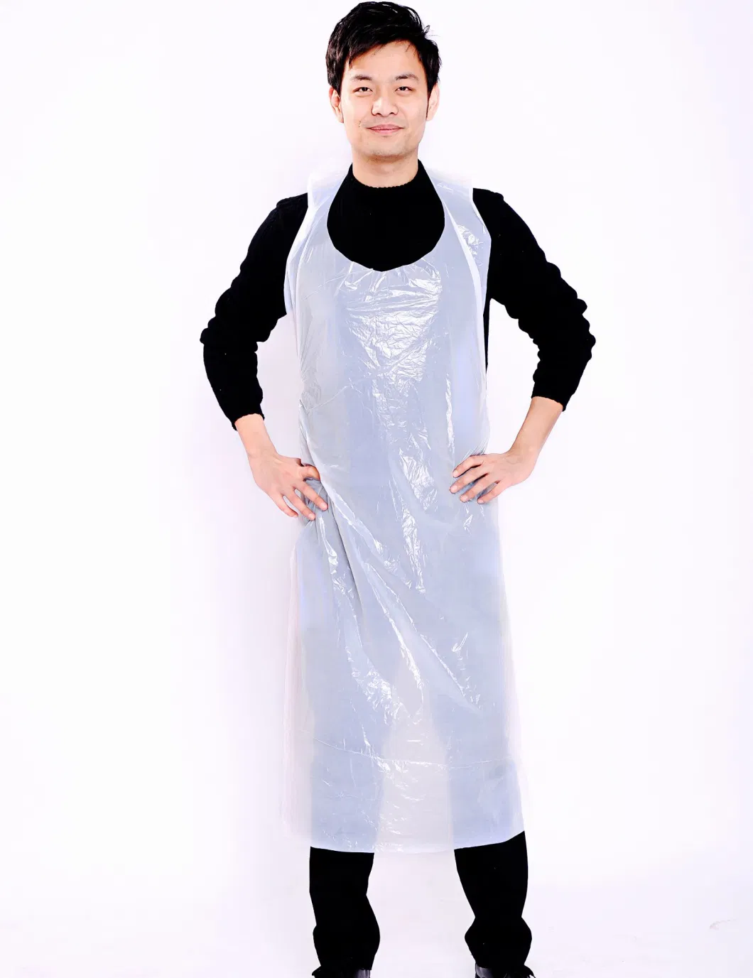 Eco Flat Pack Disposable Plastic Aprons Polythene White / Blue Aprons