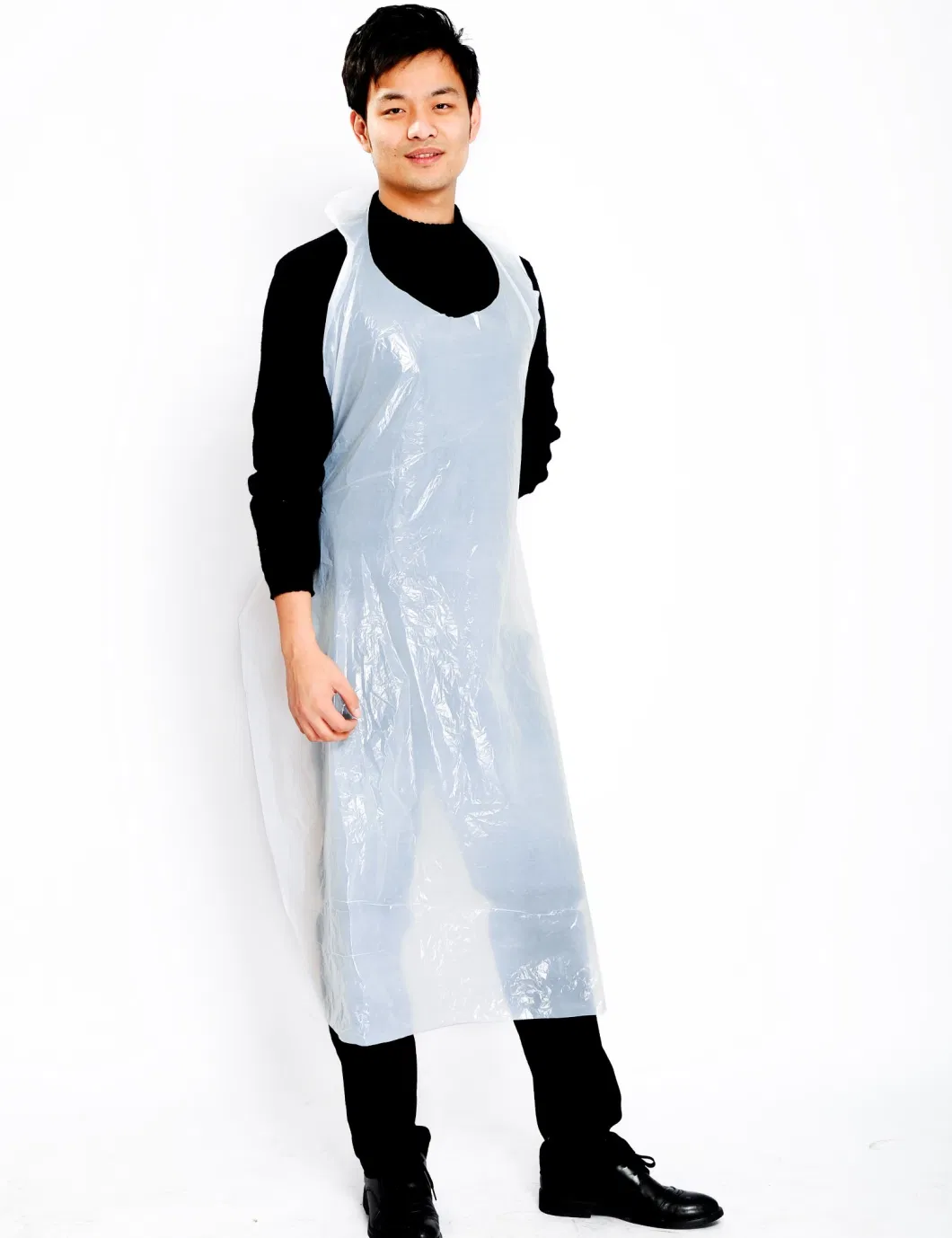 Eco Flat Pack Disposable Plastic Aprons Polythene White / Blue Aprons