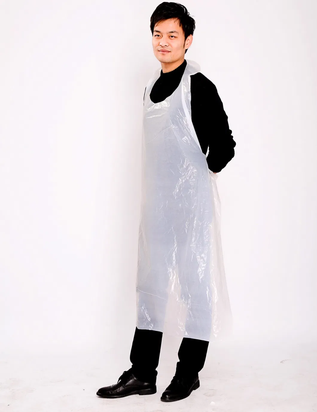 Eco Flat Pack Disposable Plastic Aprons Polythene White / Blue Aprons