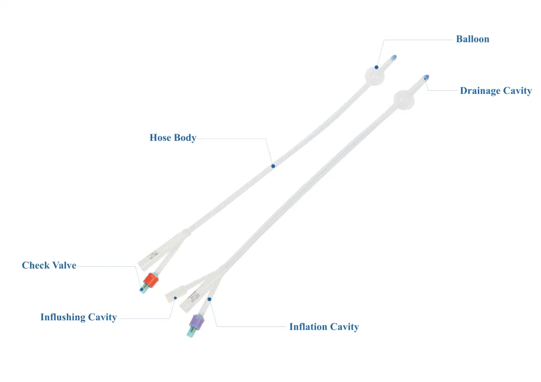 Softer Medical Instrument Silicone Latex Foley Catheter with Adult Pediatric Size