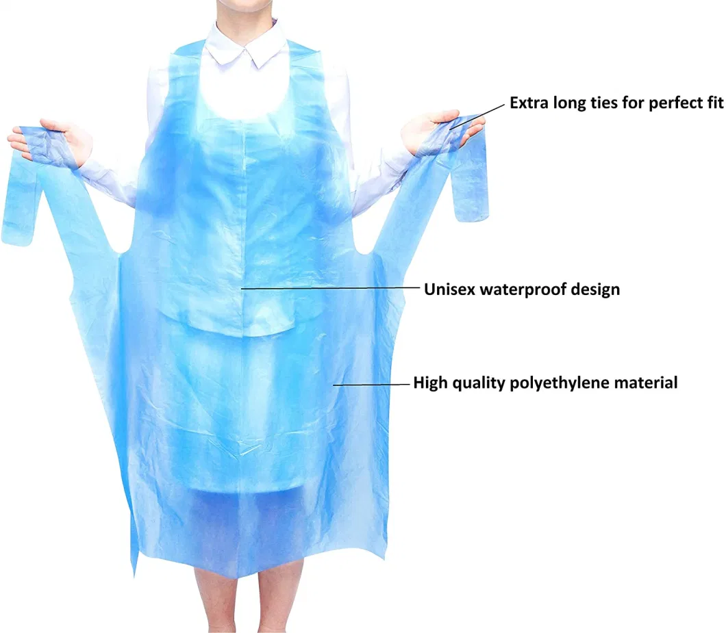 Eco Flat Pack Disposable Plastic Aprons Polythene White / Blue Aprons