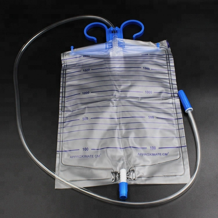 TUV ISO 2000ml Pull Push Urine Bag with Outlet Valve for Adult