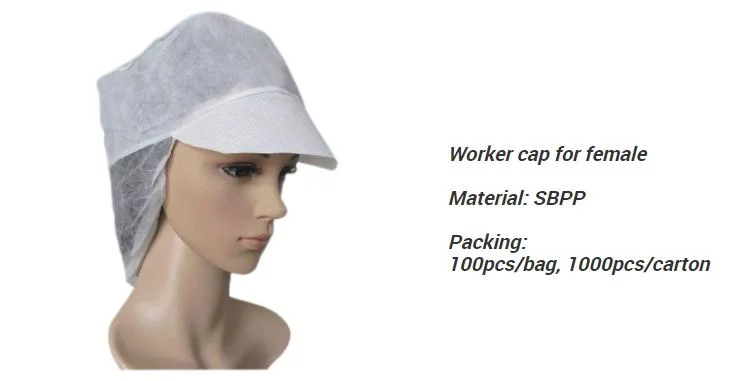 Hot! Disposable Nonwoven Worker Cap with Peak From Xiantao Factory