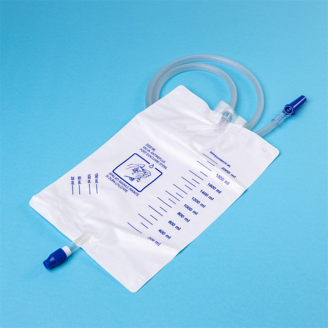 Medical 2000ml Urinary Drainage Bag Urine Bag with Push/Pull Valve for Adult