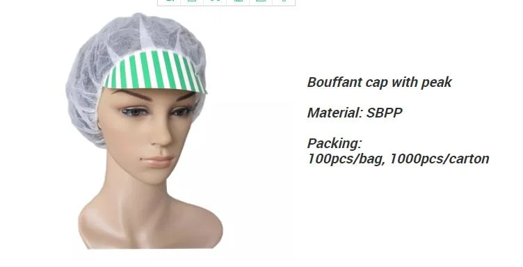 Hot! Disposable Nonwoven Worker Cap with Peak From Xiantao Factory