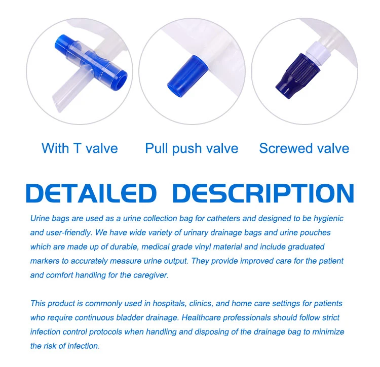 Customized Adult Luxury Urine Bag Medical Luxury Urinary Drainage Bag with Pull Push Valve