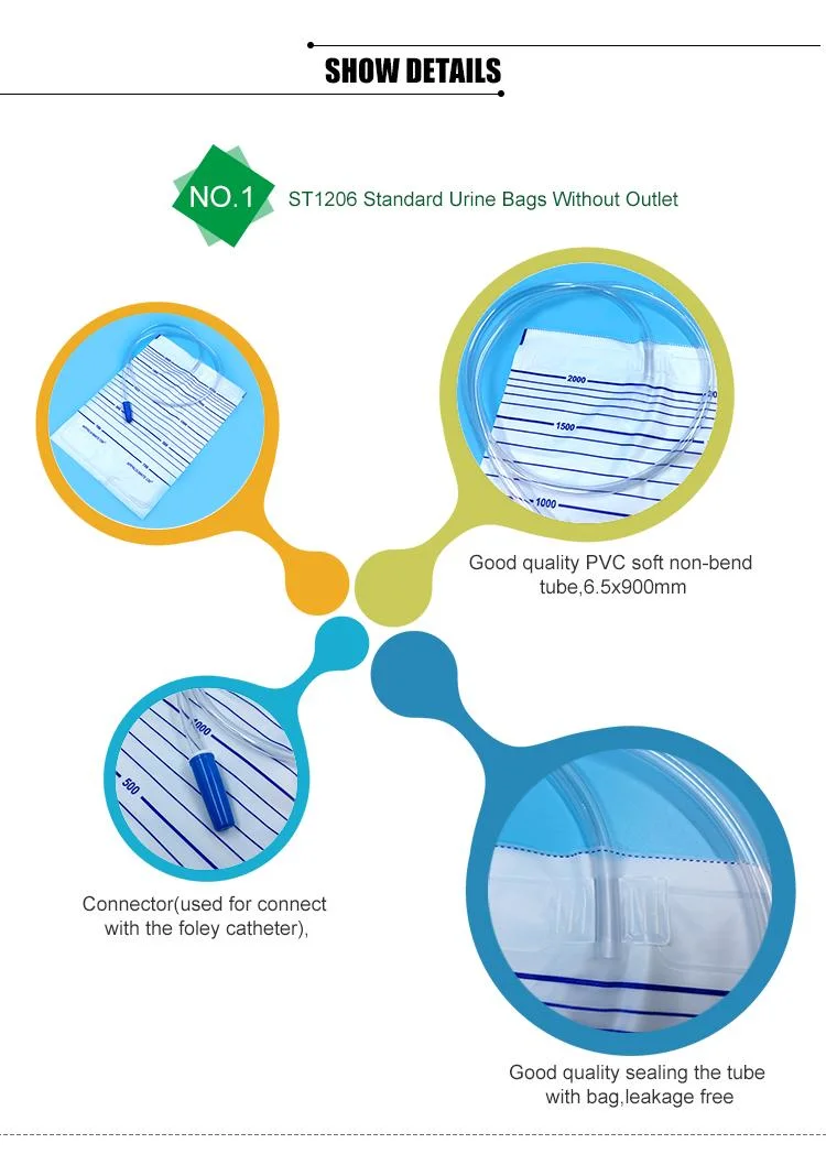 Disposable PVC Medical 100ml or 200ml Standard Economic Urine Bags with Push-Pull Valve Outlet