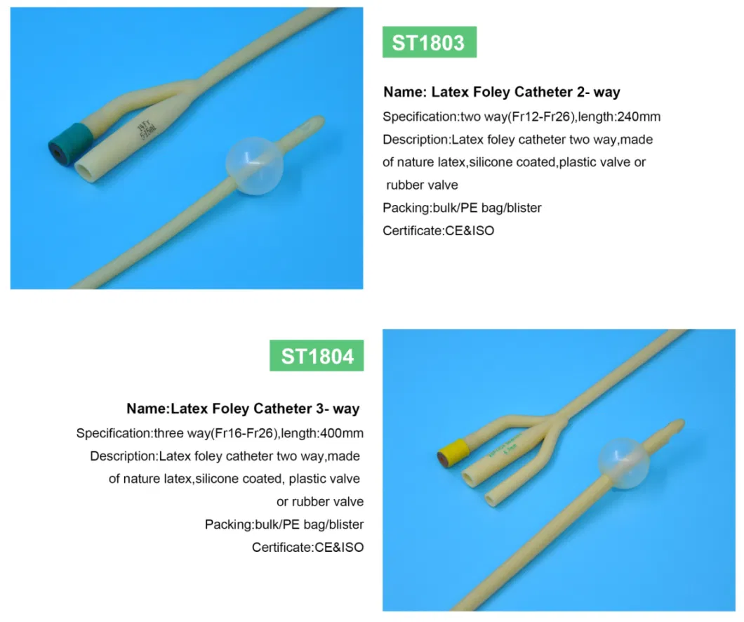 CE Certificated Cheaper Price Medical Sterile Disposable Latex and Silicone Foley Catheters Condom External Catheters