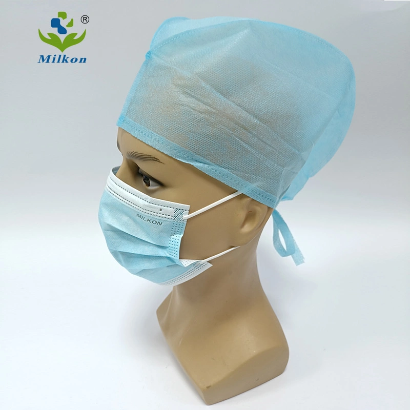 21&quot; Blue Disposable Medical Non Woven Fabric Bouffant Cap