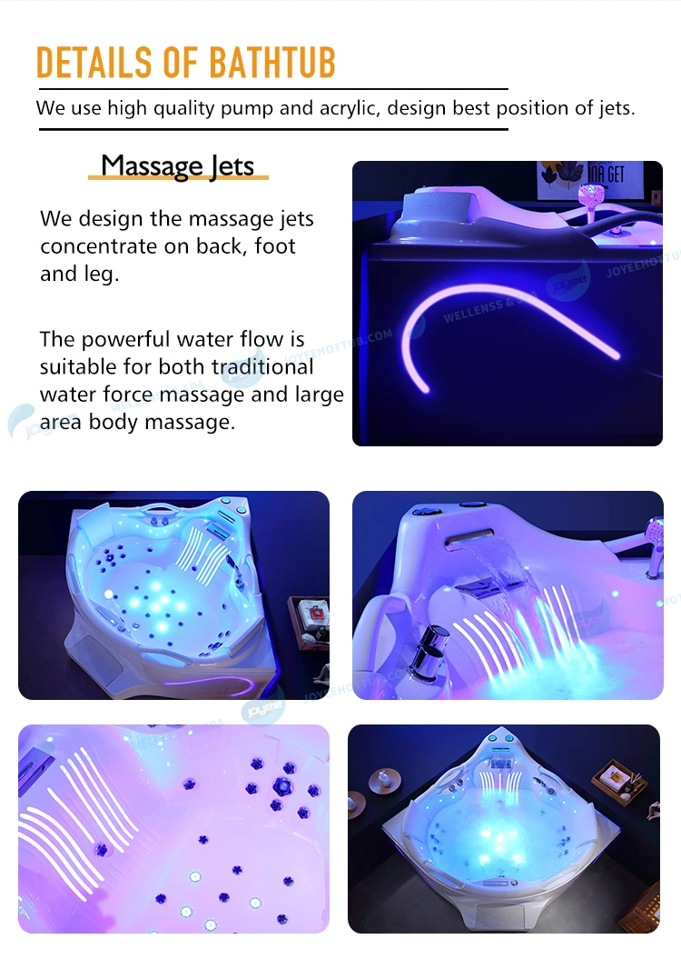 Joyee Luxury Jacuzzy SPA Bath Freestanding Step in Whirlpool Bathtub Whirlpool with LED Big Waterfall