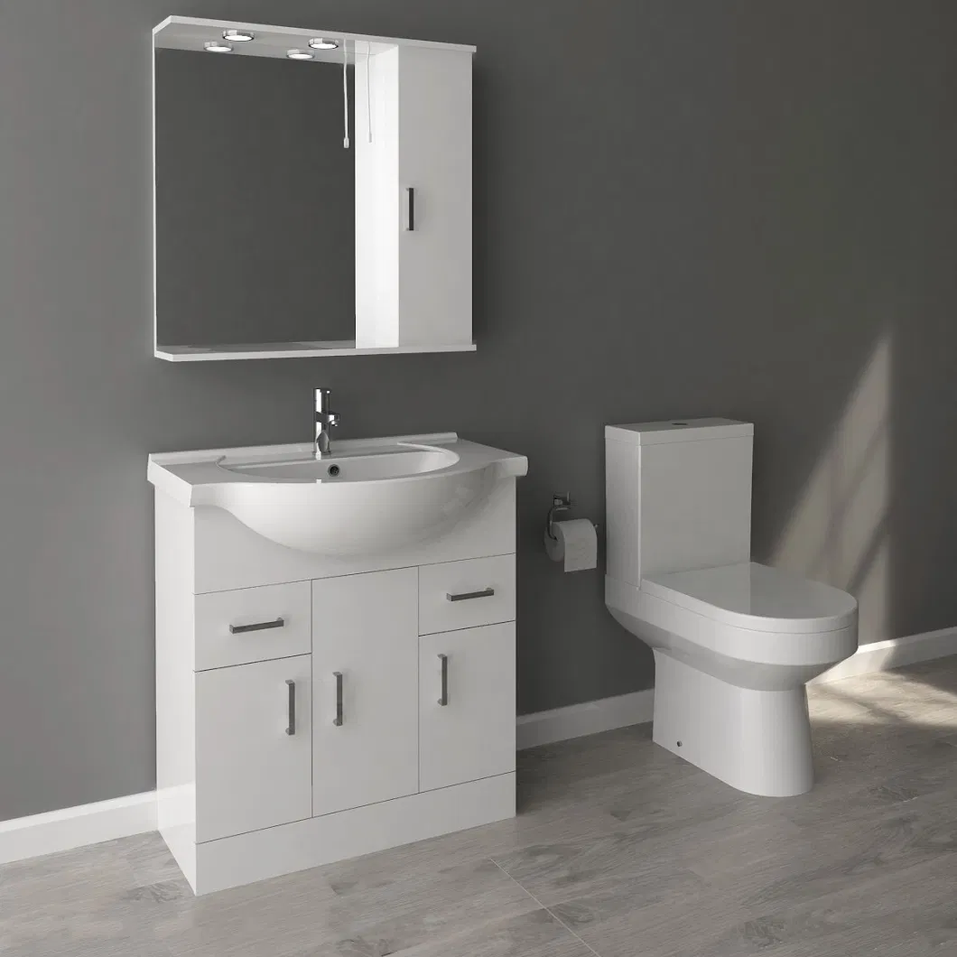 High Gloss White Painted One Door Corner Bathroom Vanity Cabinet