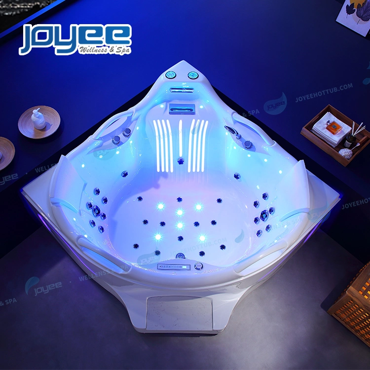 Joyee Luxury Jacuzzy SPA Bath Freestanding Step in Whirlpool Bathtub Whirlpool with LED Big Waterfall