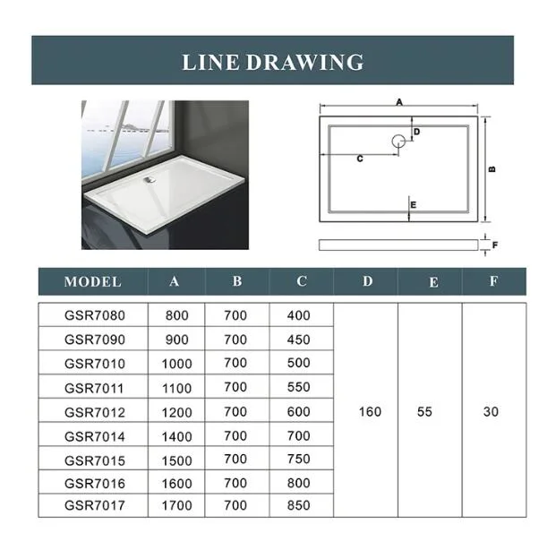 Stone Resin Shower Tray Shower Plate White Shiny Anti-Slip Ultraslim 4cm Marble and Resin Mixed Multiple Size