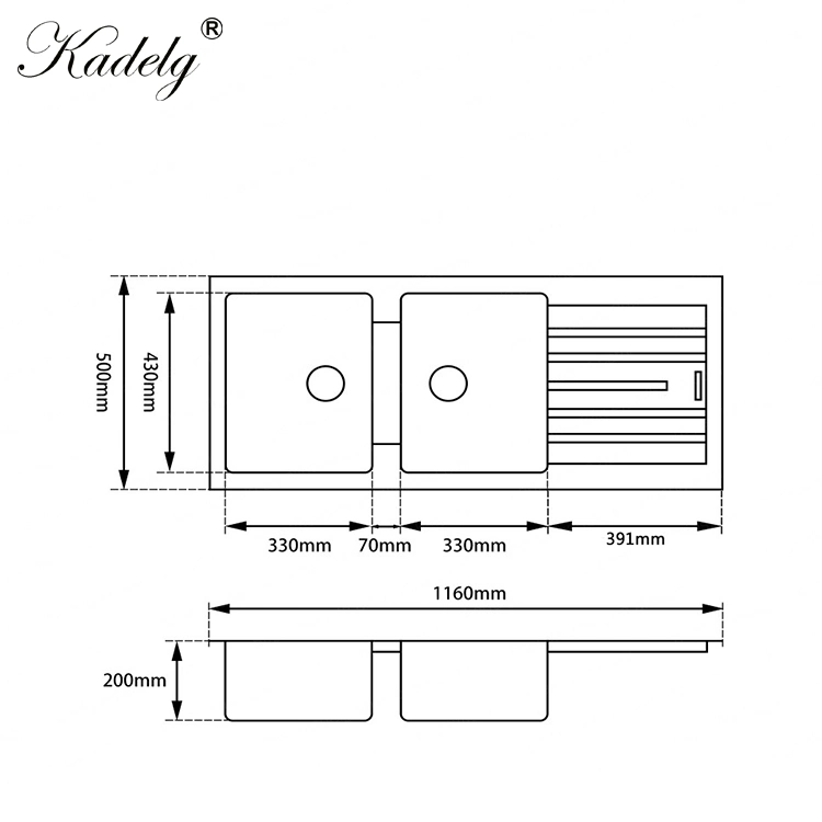 Quartz Grey Color Double Bowl Kitchen Sink and Cabinet Combo