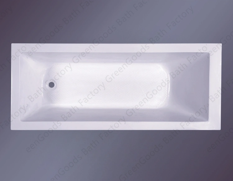 Guangzhou Sanitary Simple Wholesale 1 Person Cheap Small 1.5m Drop in Rectangle Shape Embedded 100% Pure Acrylic Bathtub