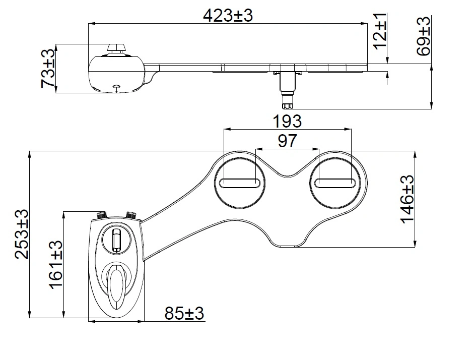 Non-electric Nozzle Self-Cleaning Bidet Toilet Seat(HB7851)