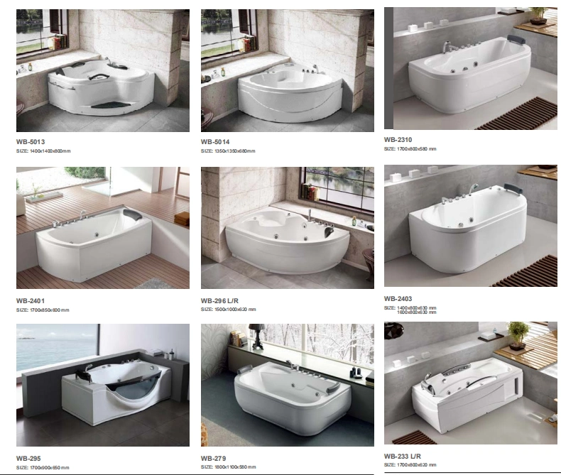 Hot Sales Bathroom Triangle Acrylict Bathroom Massage Jacuzzi Bath SPA Tub (BT-A1027)