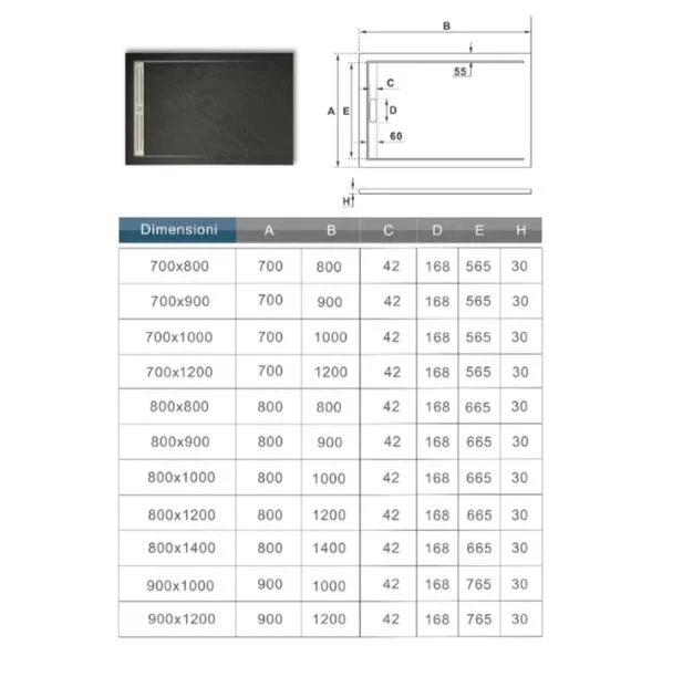 Favourable Solid Stone Shower Tray Rectangular/Square Shower Plate Volcanic Stone and Resin Mixed Finish Black Stone Rough