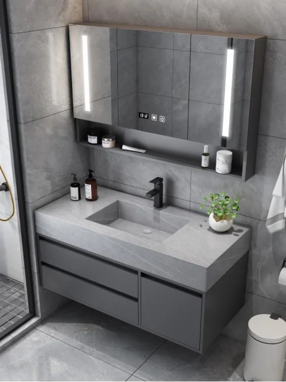 Light Luxury Toilet Rock Board Bathroom Cabinet Combination Modern Simple Hand Wash Basin Wash Basin Wash Table Mirror Cabinet