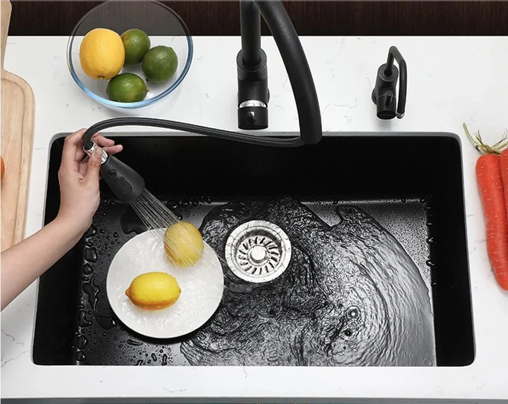 Quartz Stone Round Composite Kitchen Wash Sink