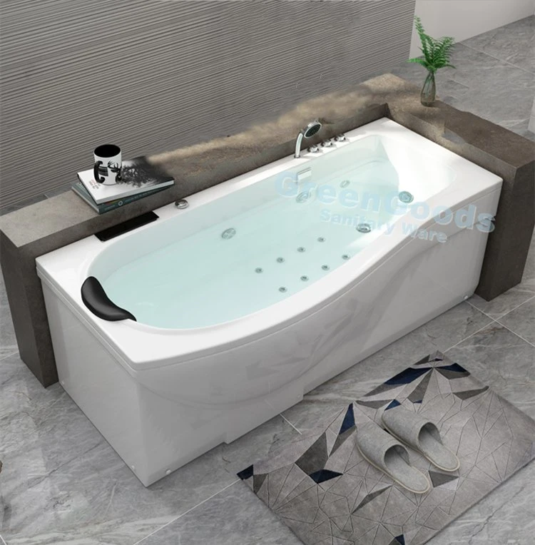 Econom Freestanding P Shaped Bath Jet Whirlpool Jacuizi SPA Acrylic Hydromassage Tub Air Bubble Function Type Massage Bathtubs