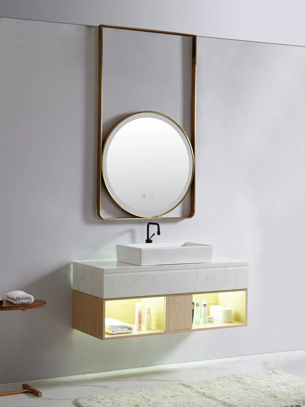 Wall Hung PVC Bathroom Vanities Cabinet Luxury Bathrooms