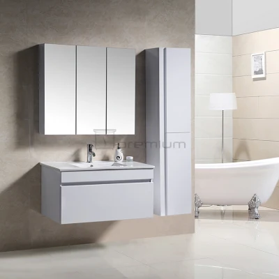  Hangzhou Diseño de lujo blanco tamaño grande espejo del baño moderno GABINETE gabinete de pared de cerámica de muebles de baño cuenca de la vanidad de muebles hogar laminado