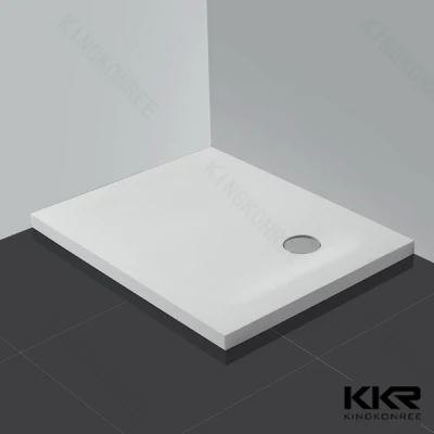 Moderno y acrílico resistente superficie sólida piedra plato de ducha baño