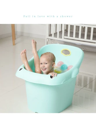 Baño de plástico grande y profundo para bebés y niños con asiento.