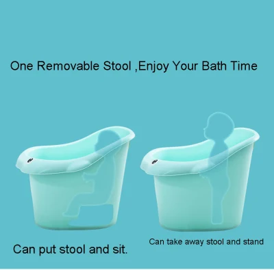 Baño de plástico grande y profundo para bebés y niños con asiento.