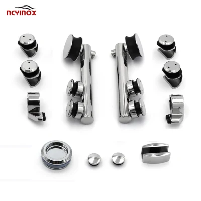  Acero inoxidable vidrio deslizante de hardware de puerta Cuarto de Baño de pista de kit
