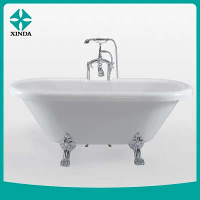 Venta caliente Bañera Ducha acrílico con patas de plata de inmersión profunda bañera de hidromasaje de pie