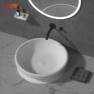 Mobiliario de baño de la villa superficie sólida Contador de Piedra Top Lavadero